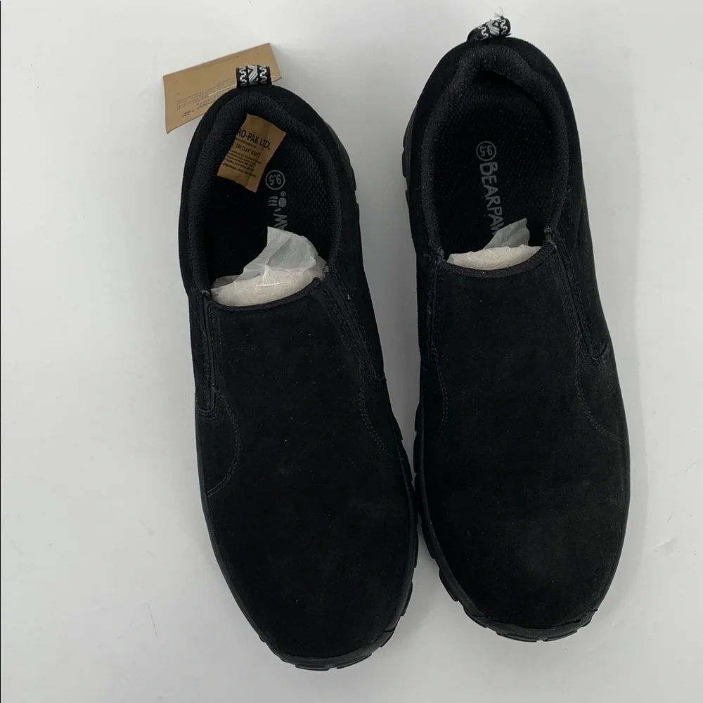 BearPaw Max slip-on loafer shoe chunky black suede leather hiking women new 9.5